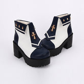 Bottes Lolita Douces à Talons Hauts avec Décoration en Croix Style Marine